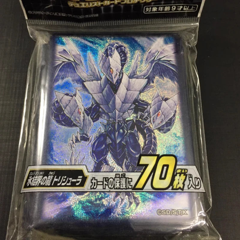 Hot 70pcs Official Yu-Gi-Oh! Trishula Dragon Card Sleeves 63x90mm Anime Collection Protective Sleeves Gift for Kids Card Game Quake