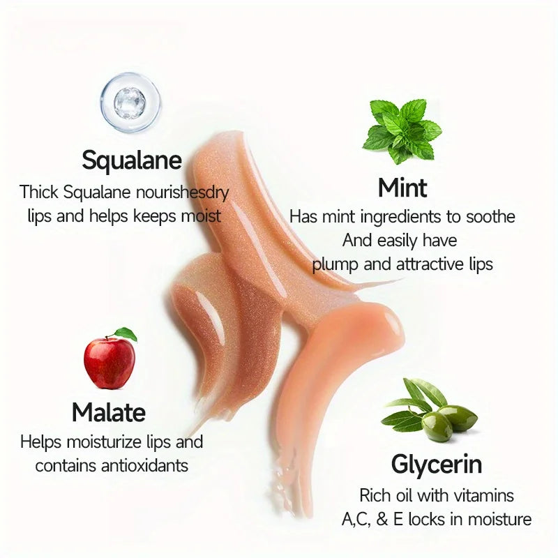Shimmer Lip Oil Tinted For Fuller Lip Effect, Collagen Lip Gloss, Moisturizing Lip Care Extreme Volume Lip Essence Lips Enhancer Quake