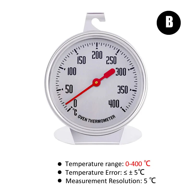 0-400 Celsius New Stainless Steel Oven Thermometer Hang Or Stand Large Dial Baking BBQ Cooking Meat Food Temperature Measurement Quake