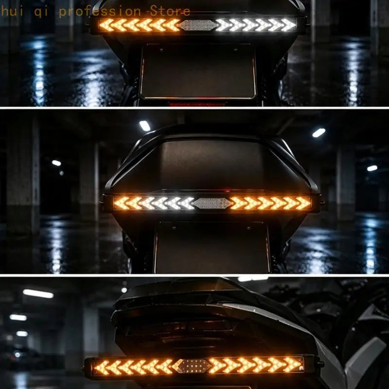 Selectable-Pattern Motorcycle Tail Light, 12-24V Four-Wire LED Brake Lamp with Central Light Section & Directional Signals for Quake
