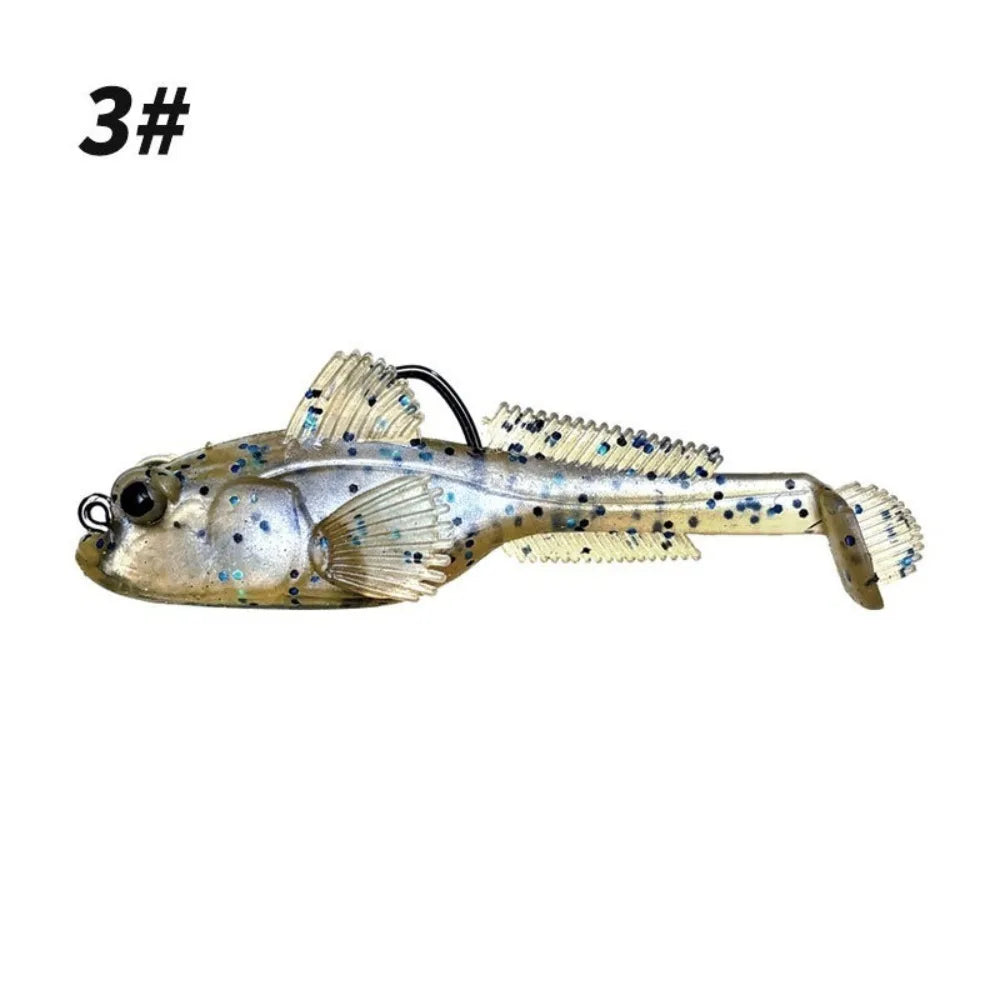 2pcs 9g Weight Silicone Goby Lure Jig Hook 12g Weight Sinking Soft Lure Perch Tackle Soft Material TPE Fishing Lure Bass Fishing Quake 12g 3-