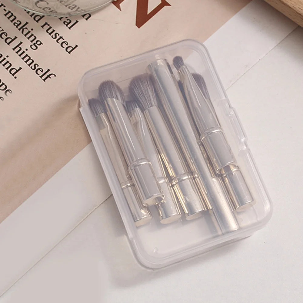 6pcs Portable Mini Makeup Brush Set with Detachable Travel Contour Concealer Brush,Eyeshadow Brush and Double-ended Makeup Brush Quake 6 Pieces of Golden