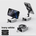 Magnetic Phone Stand Mount Foldable Extendable Portable Travel Holder for Desk Airplane Train Magnet Travel Phone Holder Quake WHITE