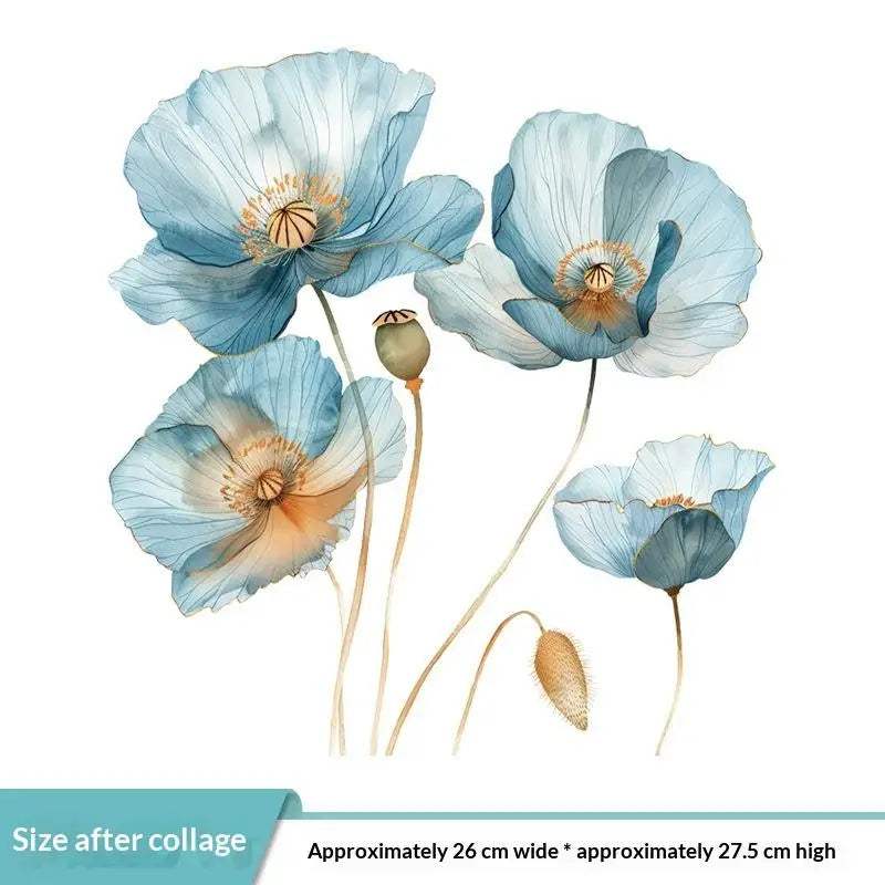 1Sheet PVC Watercolor Flower Stickers Toilet Sticker Bright Wall For Home Vinyl Car Decal Toilet Decoration Quake A2