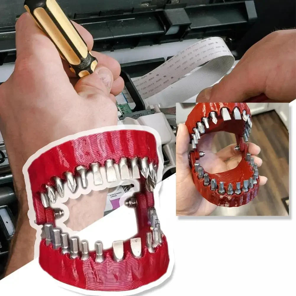 Funny Denture Drill Bit Holder for Screwdriver Teeth Model Screwdriver Bit Holder Fits 1/4 Inch Hex Bit Drive Bit Adapter Tools Quake