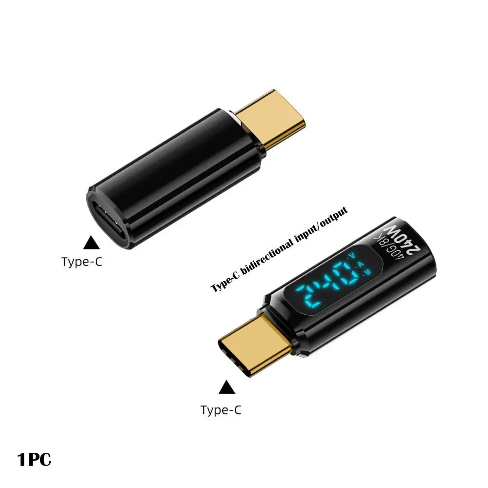 1 PCS Digital LED Display USB 4 Type-C Adapter 8K 60HZ 40Gbps OTG Converter PD 240W Data Transmission USB C Extension Quake Black