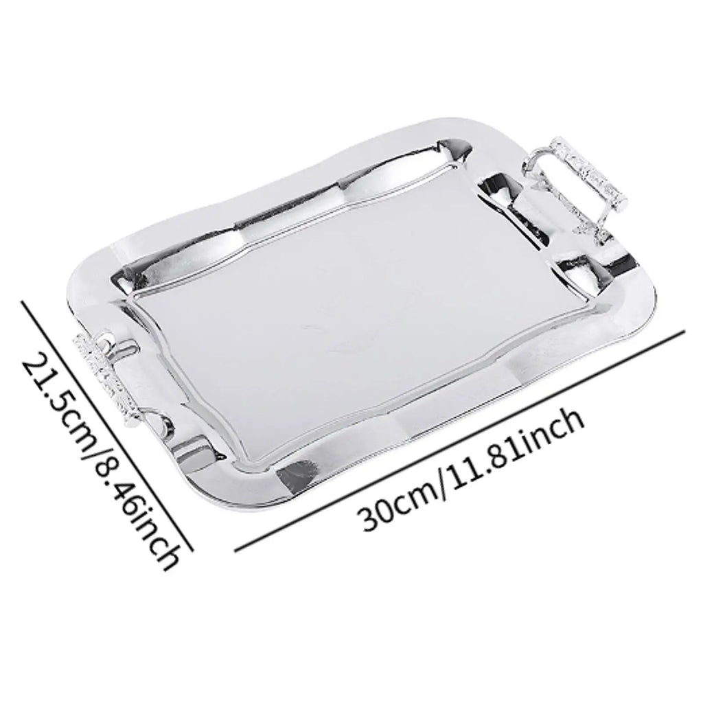 Stainless Steel Serving Tray Dish Food Storage Elegant Dessert Table Tray Serving Platter for Tea Party Bathroom Home Kitchen Quake