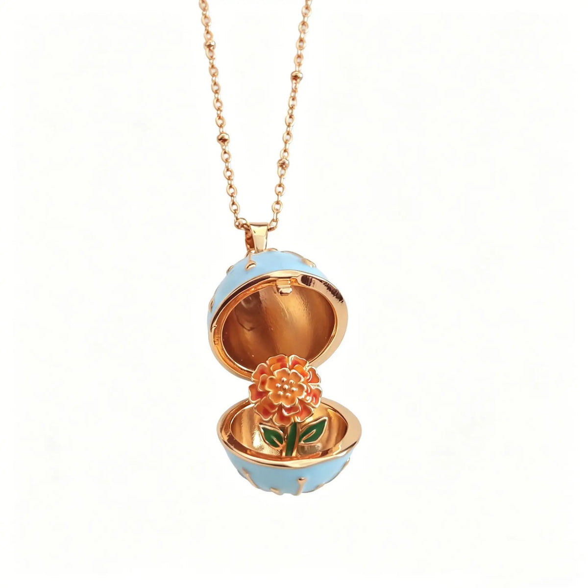 Openable Easter Egg Necklace Exquisite Floral Russian Style Mini Egg Pendant Delicate Fashion Jewelry For Daily Wear Quake Marigold necklace