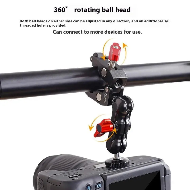 1 Set Photography Accessories Camera Metal Super Clamp With Double Ball Head Magic Arm For Monitor Light Mic Phone Mount Quake