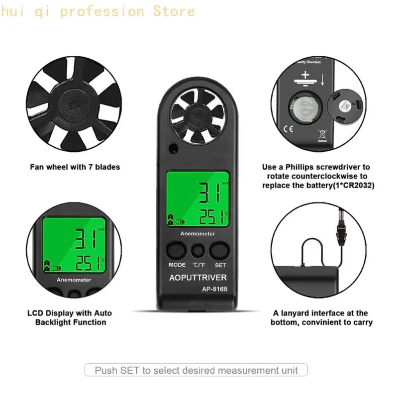 5 Unit Digital Anemometer With Wind Speeds Temperature Humidity Pressure Altitudes Measurement For Outdoor H8WE Quake