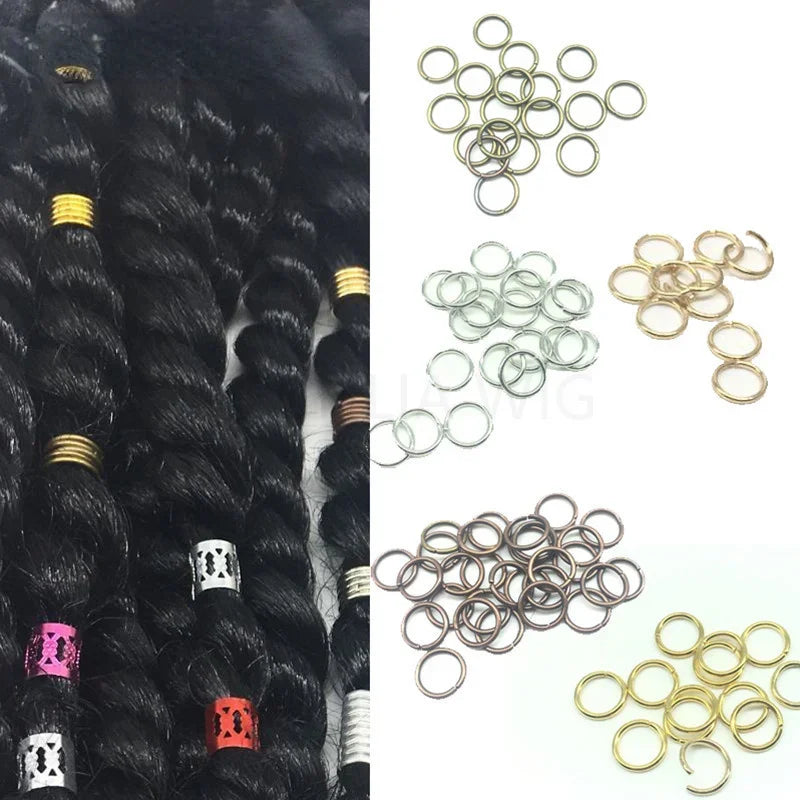 5-100pcs Sliver Gold Hair Rings Hair Braids Dreadlock Beads Charms African Braids Cuffs Hair Rings Jewelry Clasps Accessories Quake