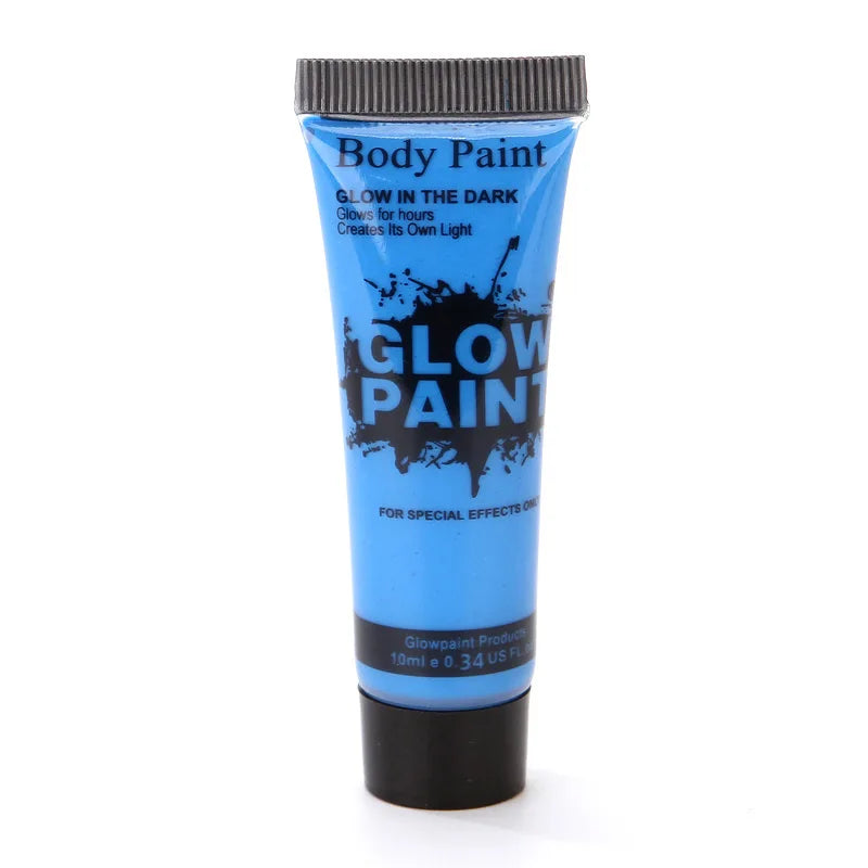 8 Color 25ml UV Neon Face Body Paint Neon Fluorescent Glow Safe Body paint For Festivals Parties Halloween Makeup Festival Party Quake 25ml-Blue