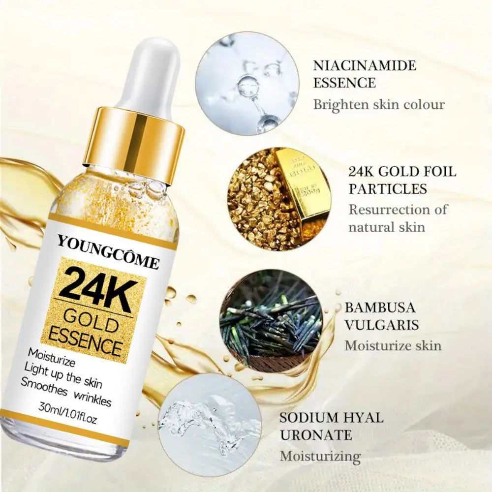 24K Anti Aging Face Lifting Nourishing Repair Collagen For Smooth Supple Skin Gold Facial Serum Deeply Nourishes The Skin Quake