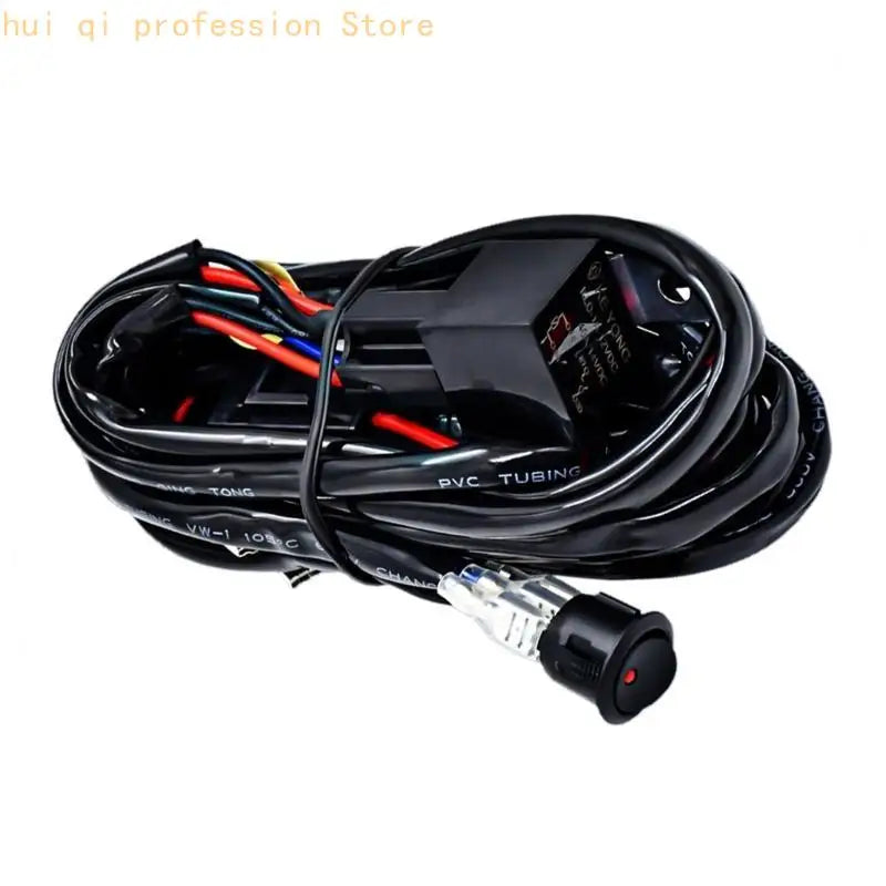 ATV Motorcycle Cable Wire Harness Switch LED Lamp Spotlights Headlamp On-Off Compatible For Car Boat Truck H8WE Quake Double lights CN