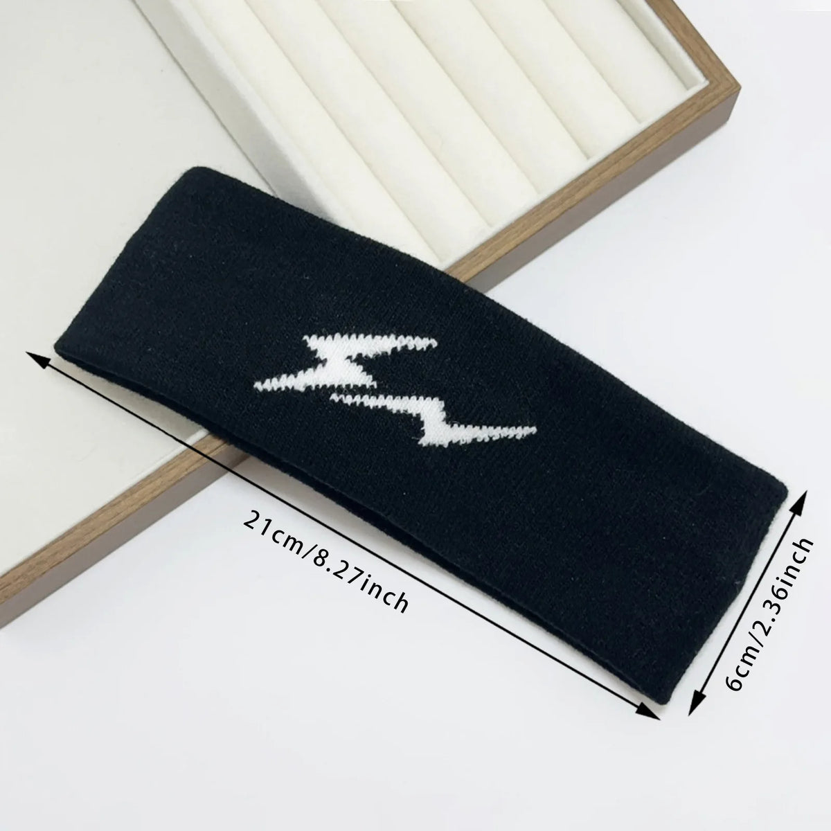 Street Style Personalized Star and Moon Headband Knitted Breathable Butterfly Embroidery Head Scarf for Running Yoga and Sports Quake lightning black