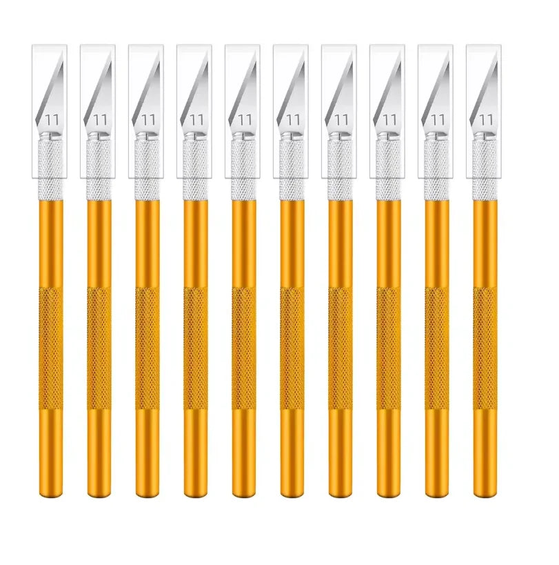 vvocci 10PCS Exacto Knife Colorful Craft Knife Kit, Sharp Exacto Knife Set, Carving Precision Hobby Knife for DIY, Art, Cutting, Quake M264 Yellow 10pcs