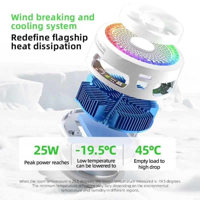 Phone Cooling Fan With Light Radiator Semiconductor Cooling System Low Noise Heat Sink 4 Gear Adjustable K1KF Quake