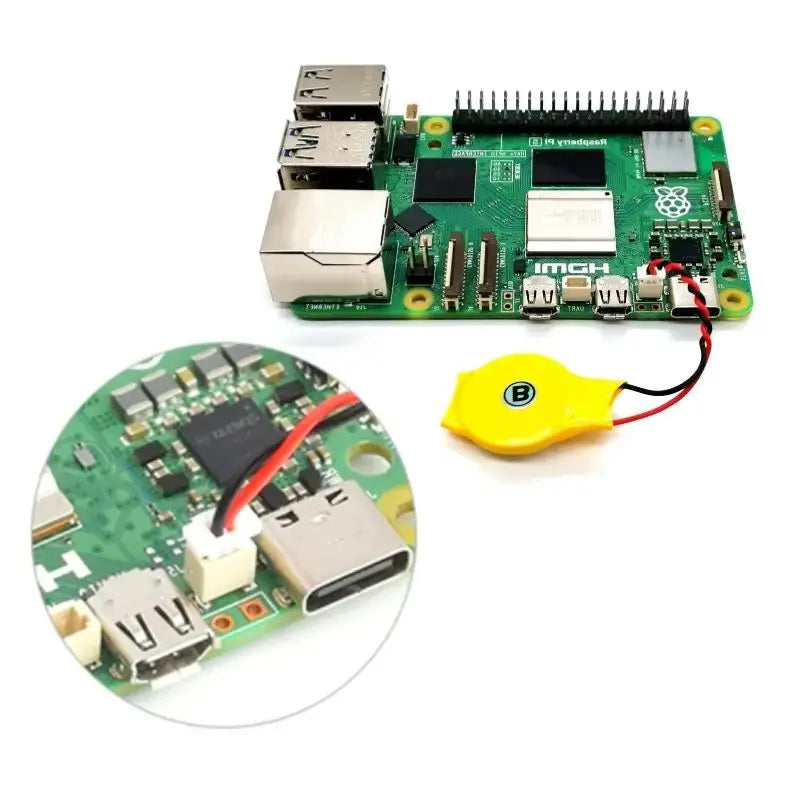 5-Th Generation RTC Clock Battery JST Interface 64mAh Supports Charging Raspberry Pi-5 Dedicated Quake