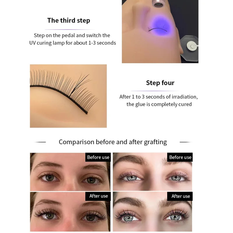 Mini Handheld Rechargeable UV Eyelash Extension grafting Lamp, Fast Curing for Glue, Wireless Tweezer Light Quake