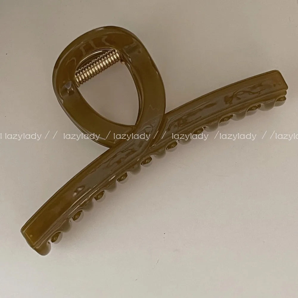 Vintage Shark Clip Elegant French Disc Hairpin Grab Clip Large Girls Women Headwear Hair Styling Tools Accessories Quake 2 olive green
