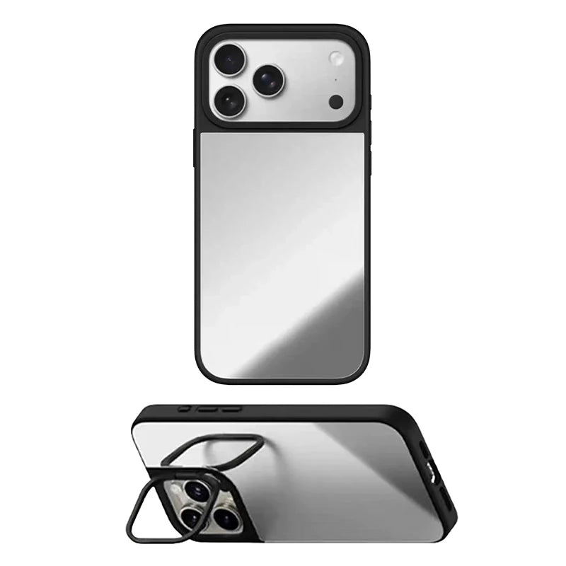 Plain Pure Mirror Surface Magnetic Phone Case Cover for IPhone 12 13 14 15 16 17 18 Pro Max Case with Camera Ring Stand Quake