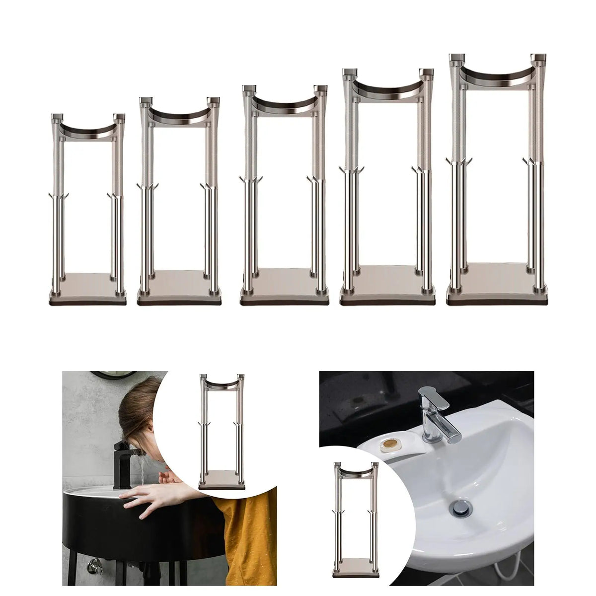 Universal Under Sink Support Pole Rod Stainless Steel Bracket for Countertop Basin Installation Quake