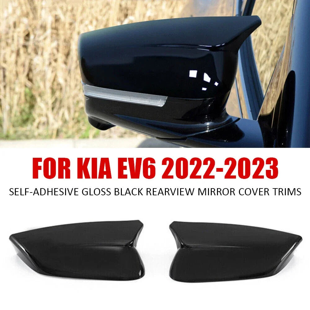LHD For KIA EV6 2022 2023 Car Rearview Side Mirror Cover Wing Cap Sticker Exterior Door Rear View Case Trim Shell Carbon Fiber Quake