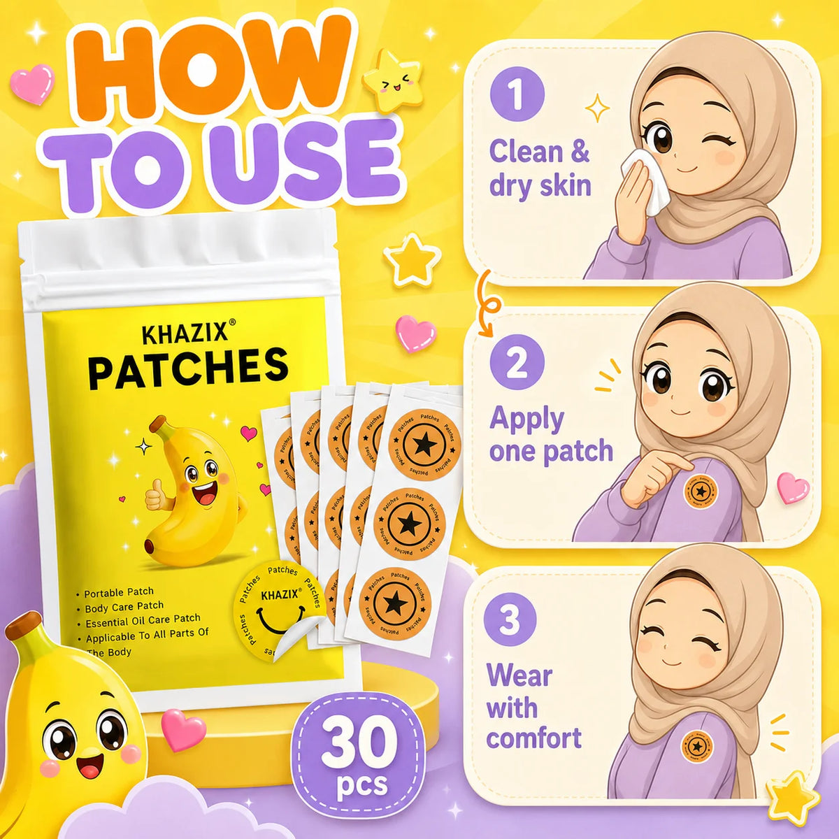 30Pcs Energy Patches Natural Ingredients Vegan Friendly Daily Energy Boost Patch Portable Body Stickers for Work Travel Sports Quake