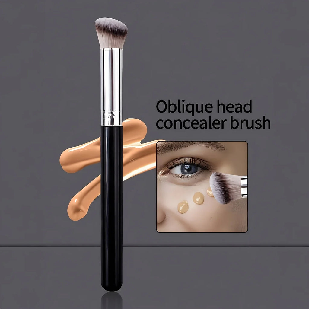 1pc Concealer Brush, Round Blush Brush, London Brush, Portable Facial Makeup Brush, Suitable for Beginners, Seamless Application Quake Black