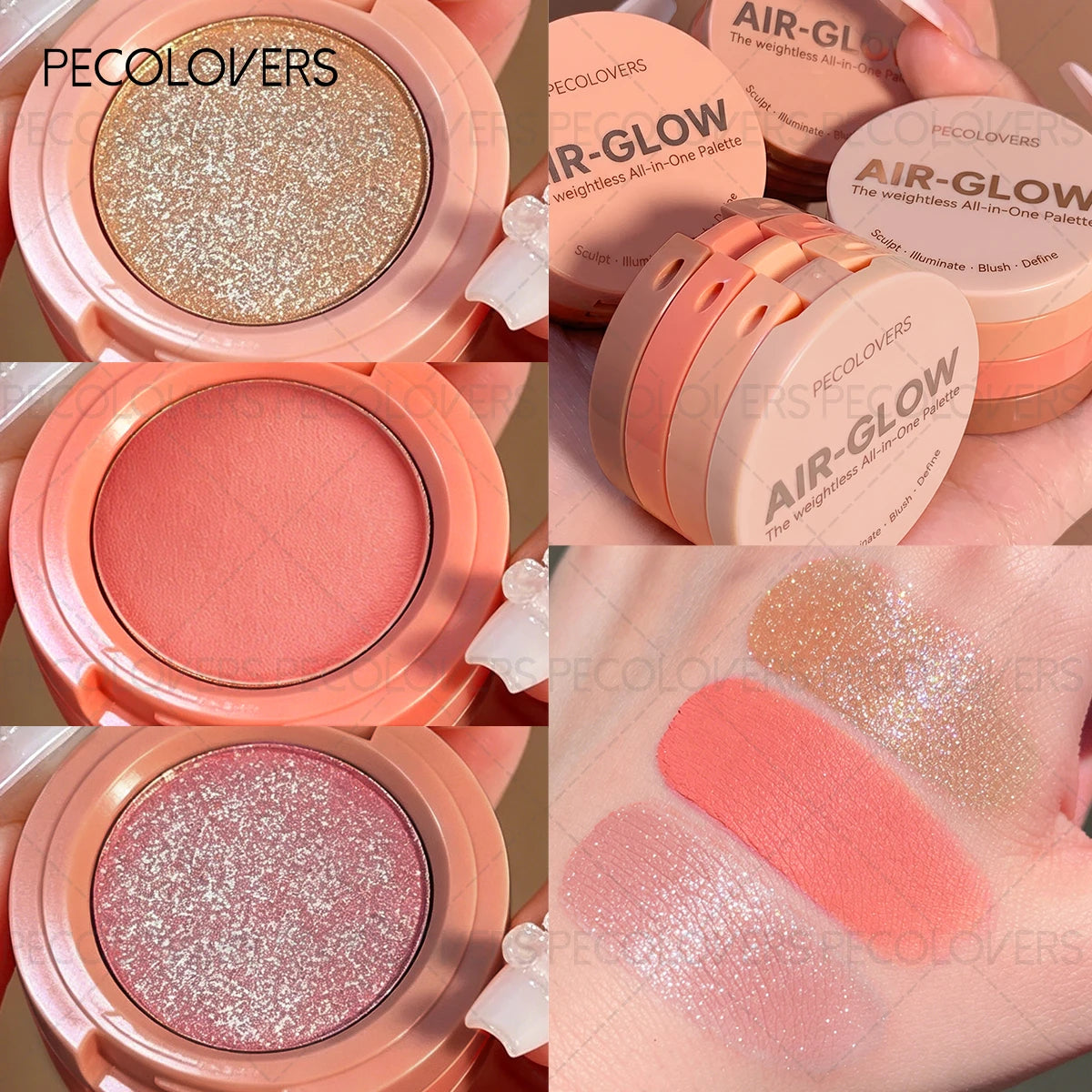 1PC Multi Layer Powder Blusher, Powder Blusher Highlight, Brighten Face, Waterproof and Durable, Multi-functional Cosmetics Quake