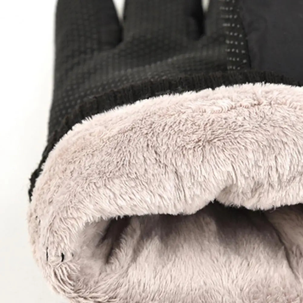 Winter Outdoor Gloves Adjustable Full Finger Thicken Plush Lining Men Women Windproof Cycling Gloves Ridding Quake