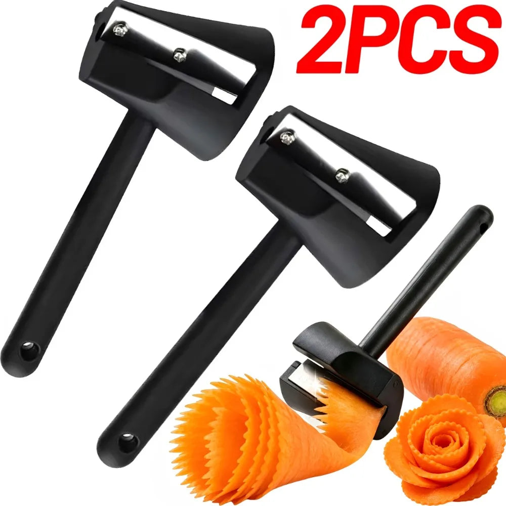 Carrot Spiral Carving Device Vegetable Fruit Carving Tools Two Carving Styles Carrot Cucumber Sharpener for Garnishing Design Quake