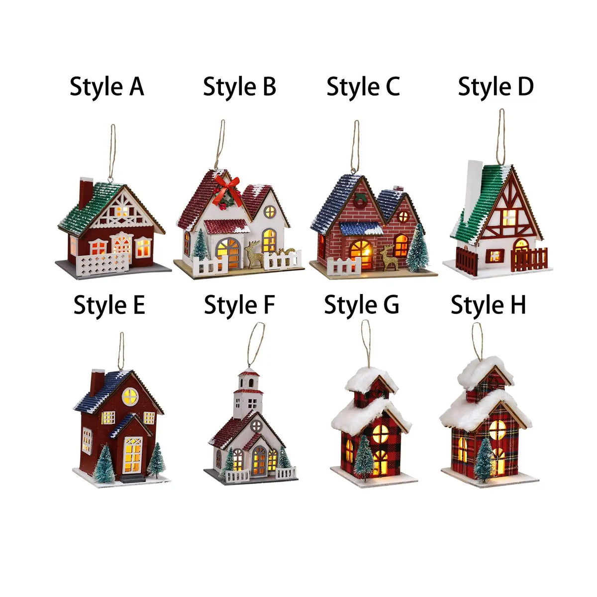 Mini Christmas Village House Wood LED Lighted Kids Toy Christmas Decorations for Bedroom Table Xmas Party Decor Home Decoration Quake