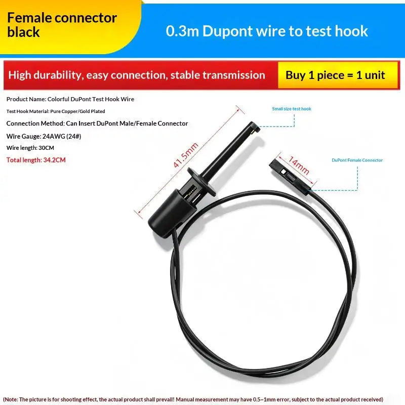 1Pcs Electrical Test Hooks With Male Female Connector Wire Transistor Tester Probe Clip For Multimeter Instrumentation Quake N