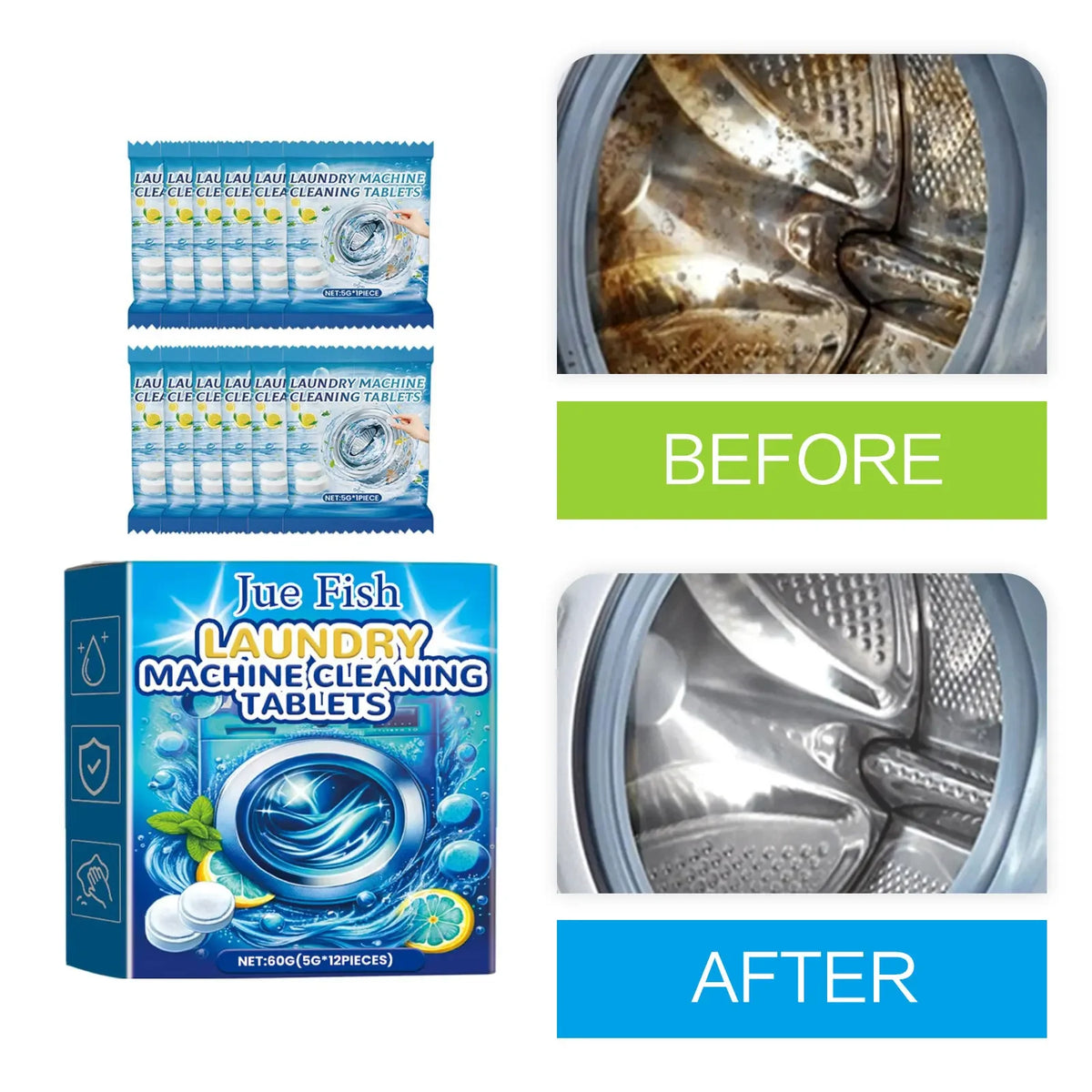 Washing Machine Cleaner Tablet Washer Deep Cleaning Tank Effervescent Descaling Machine Odor Removal Laundry Machine Clean Agent Quake 3pcs Boxed