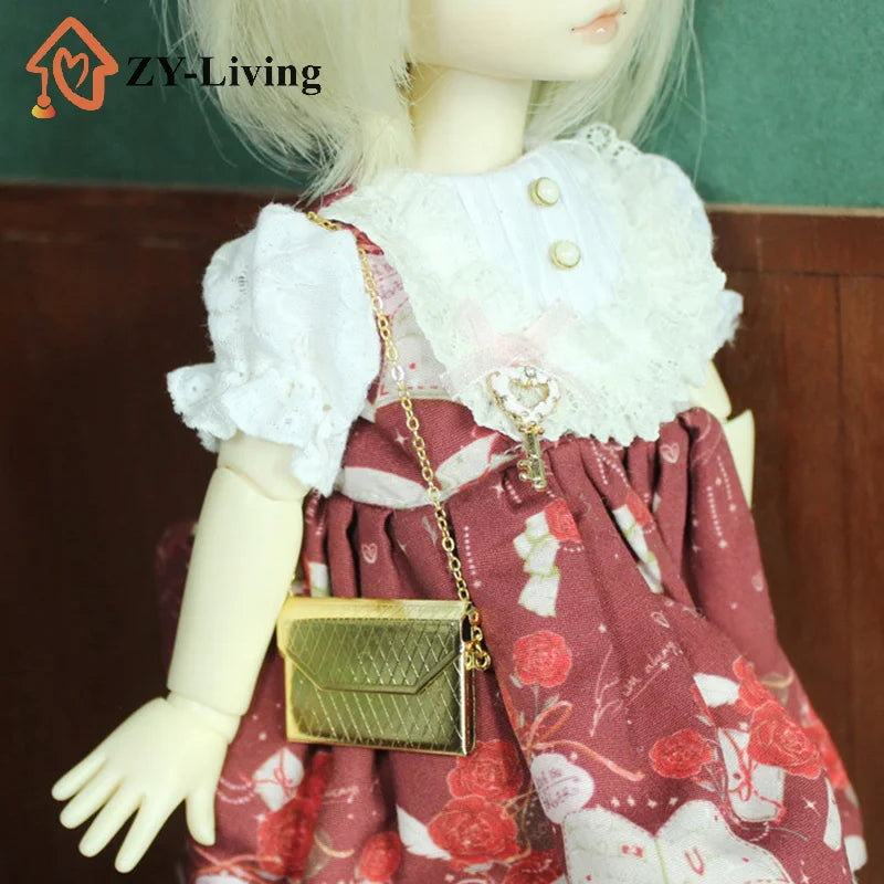 1Pc Metal chain pack Doll Bag Miniature Shopping Handbag for Clothes Accessories Quake