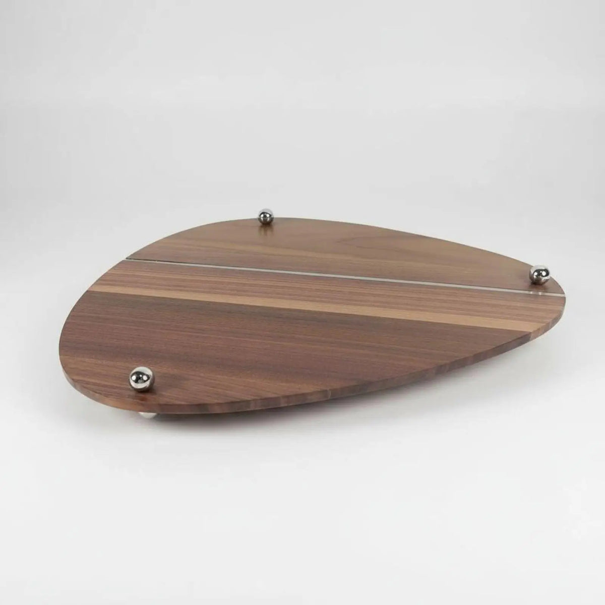 Walnut and Steel Decorative Tray Modern Design for Coffee Table, Kitchen Counter Quake