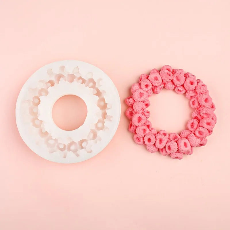 DIY Handmade Soap Raspberry Ring Silicone Mold Chocolate Mousse Cake Decoration Silicone Mold Quake