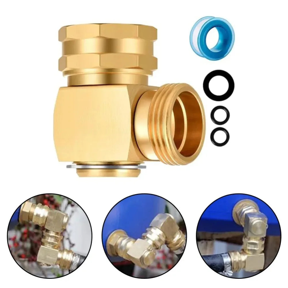 High Quality 90 Degree Hose Swivel Elbow Solid Brass Adjustable Hose Kink Protector Elbow Connector Quake