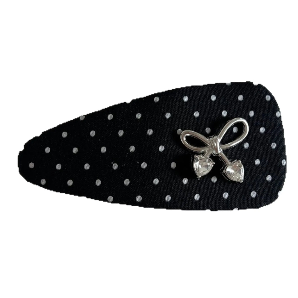 Black White Polka Dot Bow Hair Clip Korean Simple Versatile Bow Design Duckbill Clip BB Clip Elegant Temperament Bangs Hairpin Quake