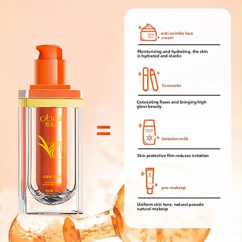 Five Vitamin C Tone Up Cream Vitamin C BB Cream Hydrating Face Moisturizer Conceal Pores Waterlight Makeup Lazy Concealer Quake