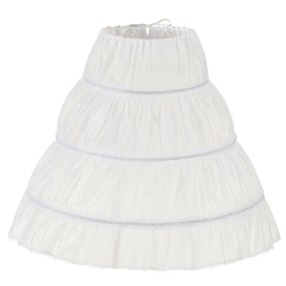 Fashion White Lace Children Skirt Petticoat Steel Ring 3 Hoops Princess Skirt Tutu Skirt Adjustable Flower Crinoline Kids Girls Quake 75cm