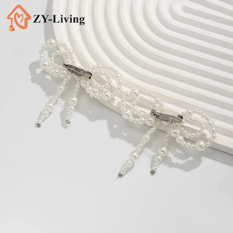1PCS Imitation Pearl Bow Pin Button Clasps Fixed Clothes Pin Adjustable Detachable Jean Fit Tighten Buckle Unisex Quake