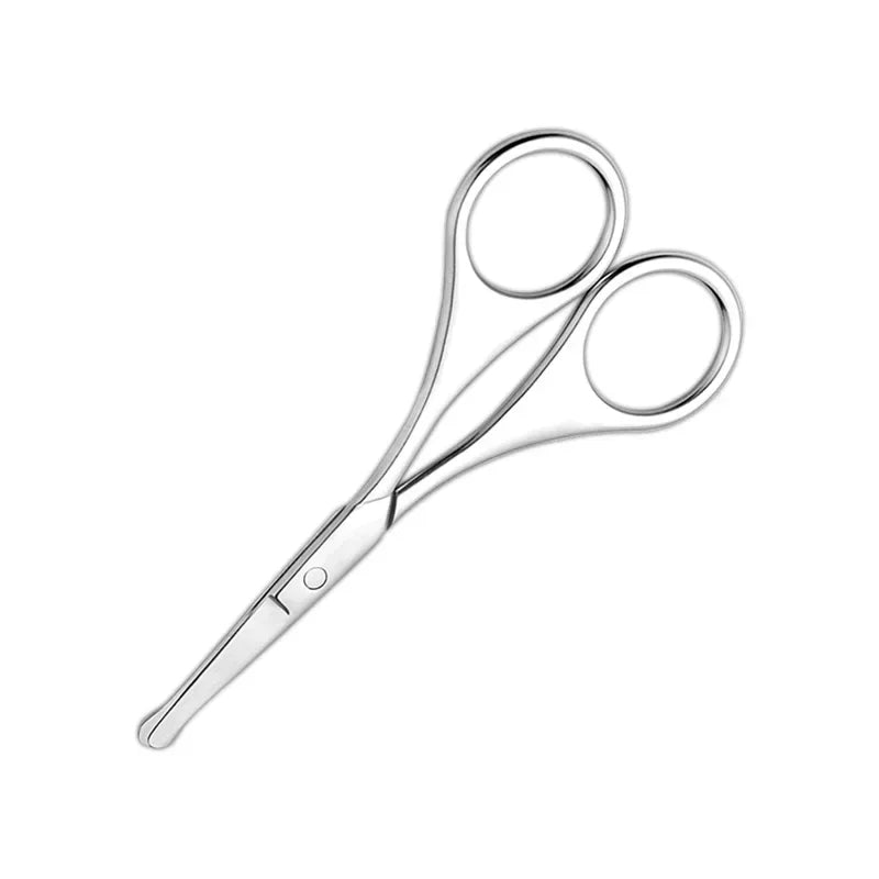 Round Tip For Nail Trimmer Cutter Straight Nose Hair Scissors EyebrowBeard Manicure Makeup Stainless Steel Tools Quake Silver Round