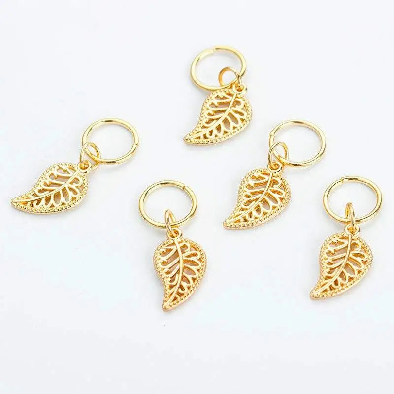 5 Pcs/set Hair Braid Dreadlocks Bead Gold Silver Shell Stars Moon Hair Rings African Braids Metal Pendant Decorative Accessories Quake NO.22 5pcs