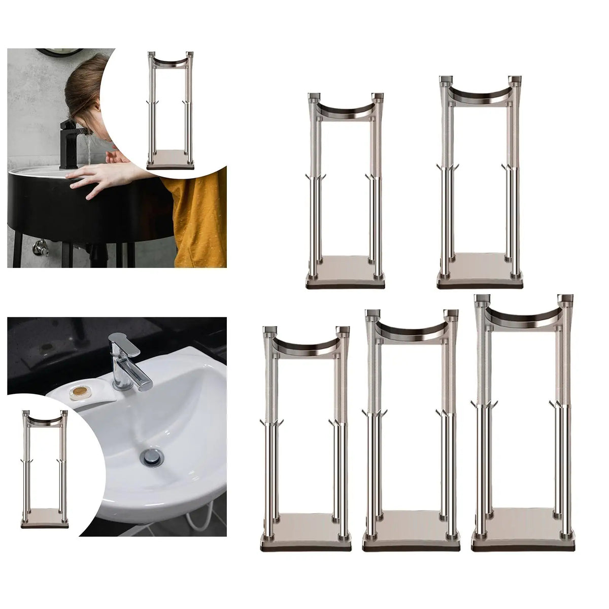 Universal Under Sink Support Pole Rod Stainless Steel Bracket for Countertop Basin Installation Quake