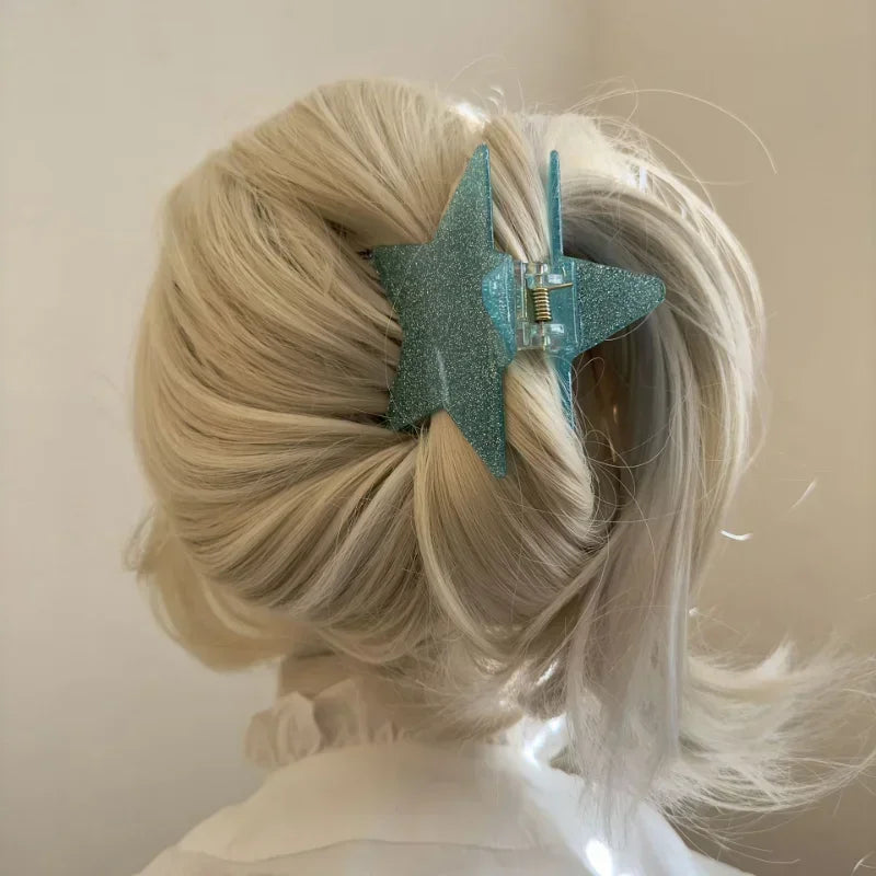 Korean Fashion Star Shaped Hair Claw Y2k Punk Hair Clip Clamp Irregular Acetate Shiny Star Claw Hairpin Party Hair Accessories Quake
