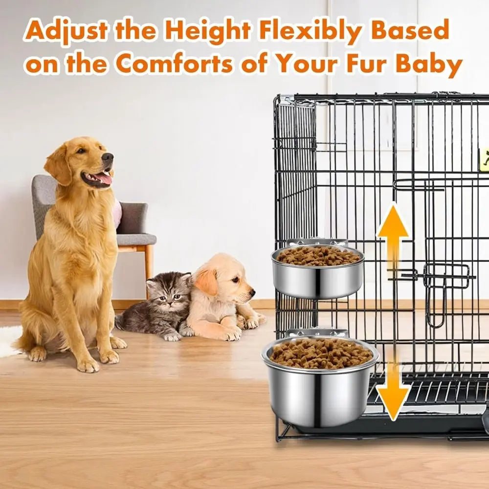 New Stainless Steel Pet Bowl Anti-gnawing Hanging Pet Feeder Cage Food Dispenser Parrot Bird Quake