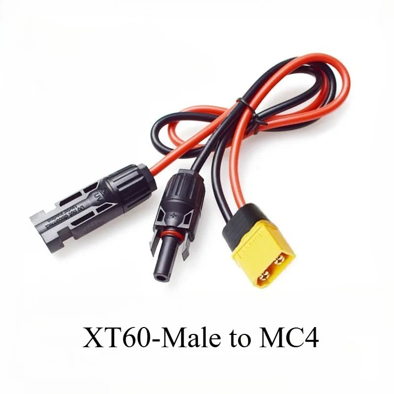 XT60 To DC 5521/5525mm Power Conversion Cable 12AWG Heavy‑Duty Connector Wire For Solar Panel Outdoor Charging & Power Supply Quake XT60-M to MC4 12AWG 3M