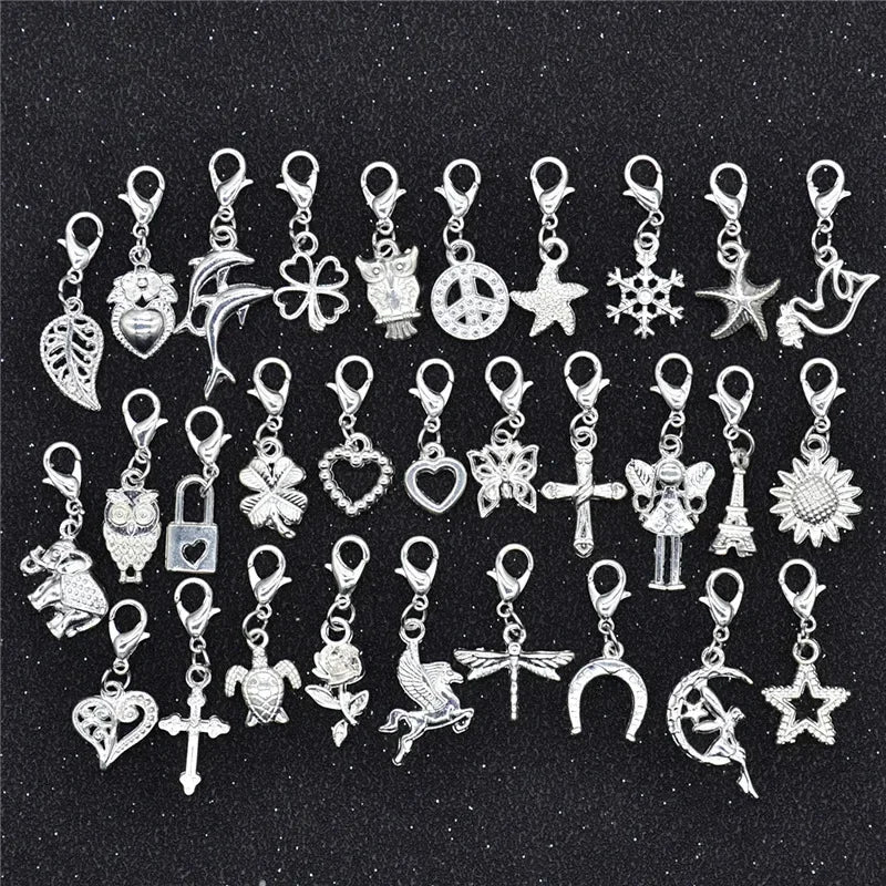 30Pcs Hair Clip Rings Mixed Styles Animal Heart Leaf Flower Charms for Hair Braid Beard Dreadlock Beads Rings Tube Accessories Quake 30pcs NO.4